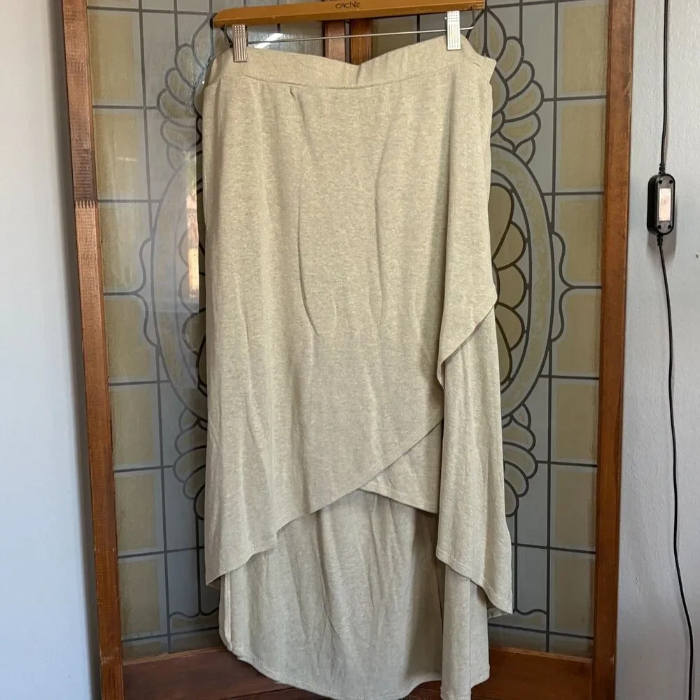 PrAna Tidal Wave Skirt In Sandwashed Beige Preppy Coastal Hemp Blend Size L